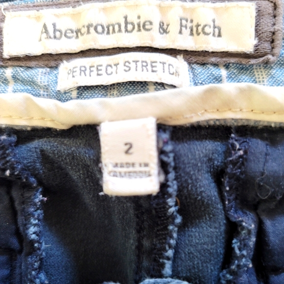 Abercrombie & Fitch Perfect Stretch Low Rise Short Shorts Blue Distressed Size 2 - Picture 3 of 3